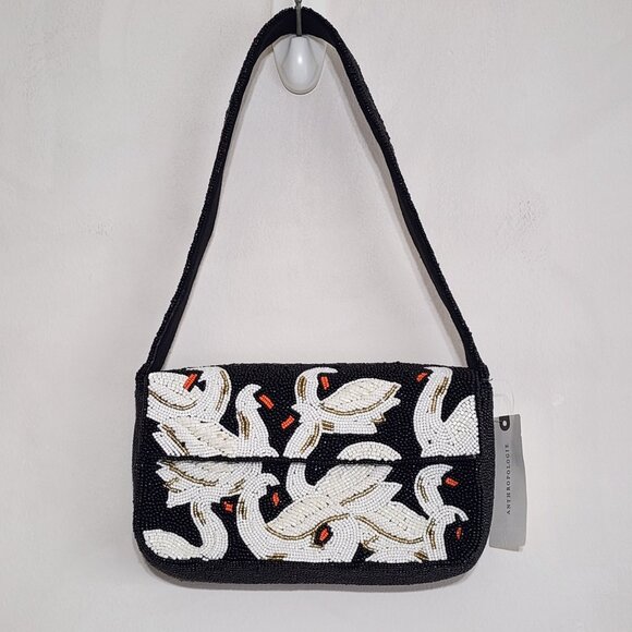 Anthropologie The Fiona Beaded Bag Swans NWT - Picture 2 of 7